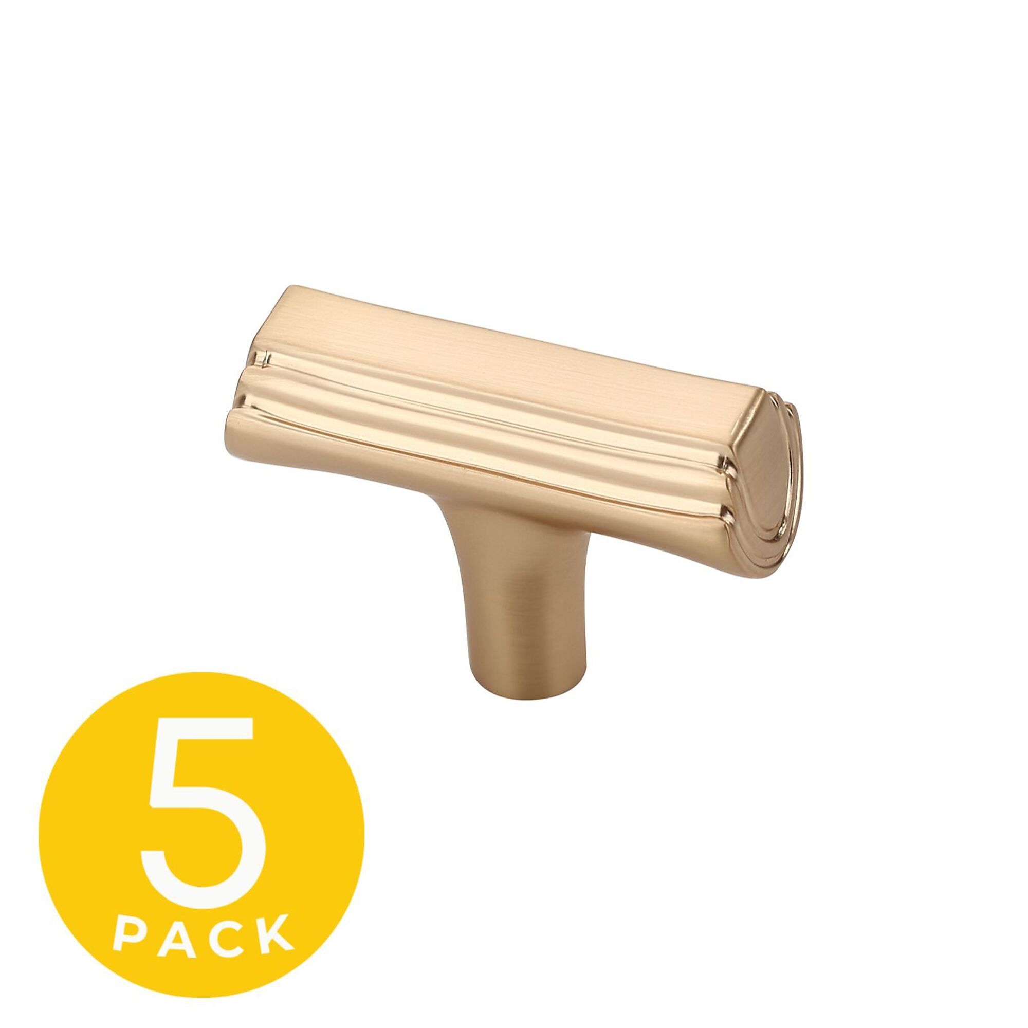 Sapphire, Eclipse Series 1 in. Modern Gold Cabinet Knob (5 Pack), #SP-2214-K-BRA-5